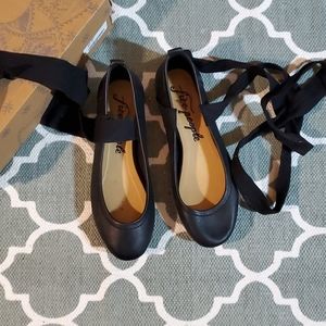 Free People Black lace up ballet flats